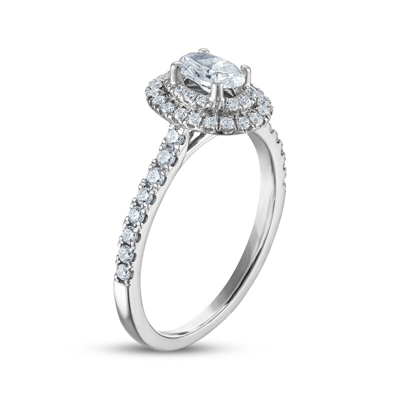 Main Image 2 of Adore Oval-Cut Diamond Double Halo Engagement Ring 7/8 ct tw 14K White Gold