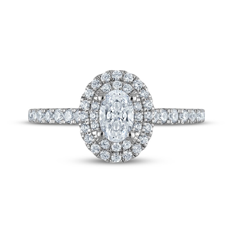 Main Image 3 of Adore Oval-Cut Diamond Double Halo Engagement Ring 7/8 ct tw 14K White Gold