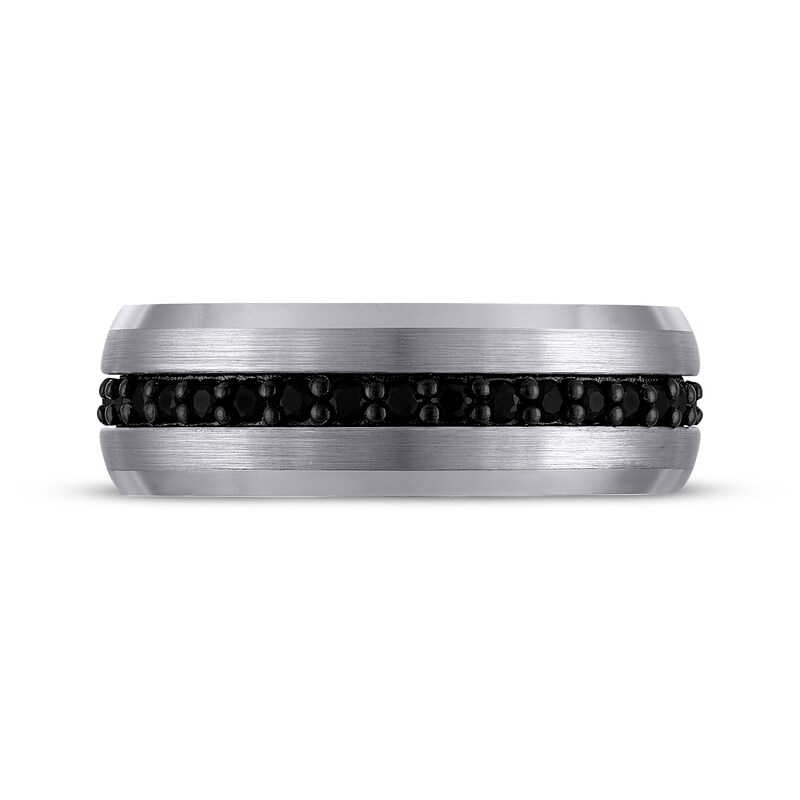 Main Image 3 of Men's Adore Black Sapphire Wedding Band Tungsten Carbide 8mm
