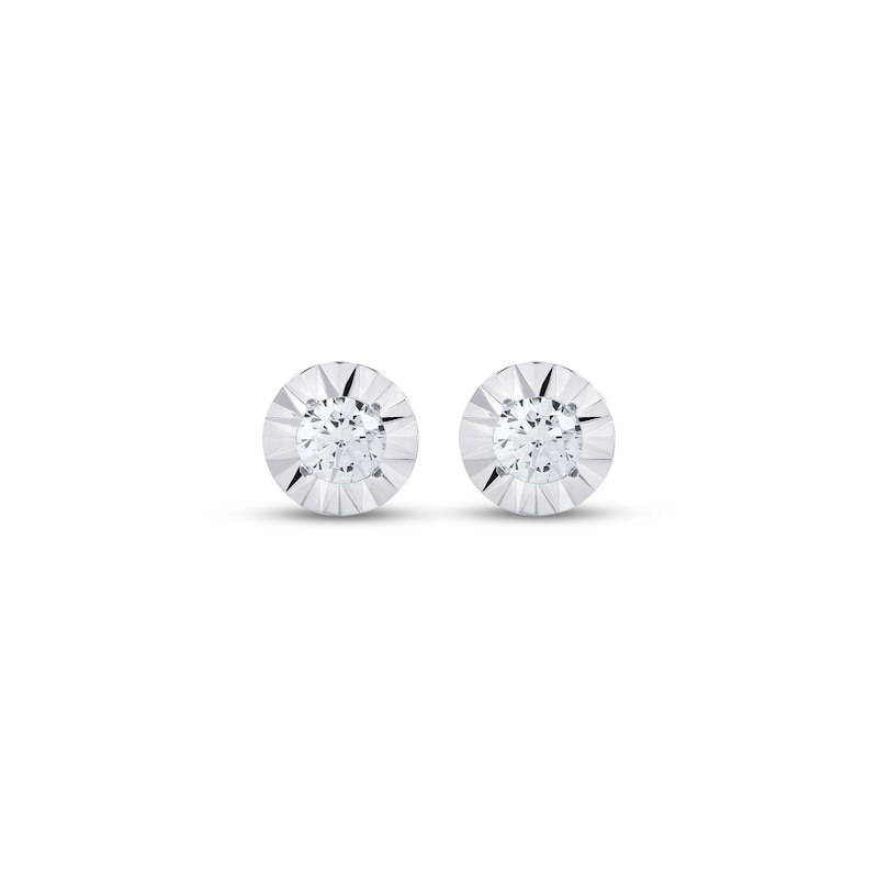 Main Image 2 of Round-Cut Diamond Solitaire Stud Earrings 1/8 ct tw Sterling Silver (J/I3)