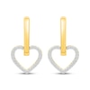 Thumbnail Image 2 of Diamond Heart Doorknocker Hoop Earrings 1/5 ct tw 10K Yellow Gold