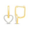Thumbnail Image 3 of Diamond Heart Doorknocker Hoop Earrings 1/5 ct tw 10K Yellow Gold