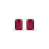 Thumbnail Image 2 of Emerald-Cut Lab-Created Ruby & White Lab-Created Sapphire Hidden Halo Stud Earrings Sterling Silver