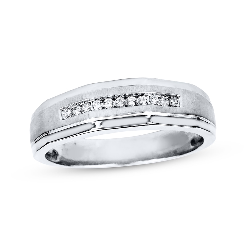 Main Image 1 of Adore Men's Diamond Wedding Band 1/10 ct tw 10K White Gold