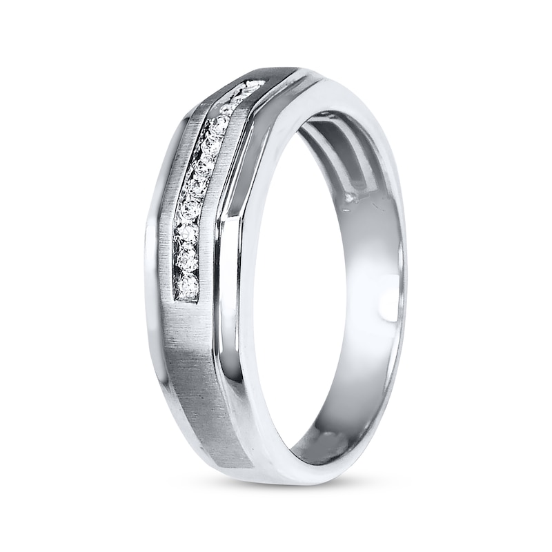 Main Image 2 of Adore Men's Diamond Wedding Band 1/10 ct tw 10K White Gold