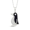 Thumbnail Image 1 of Diamond & Black Enamel Penguin Necklace 1/15 ct tw Sterling Silver 18"