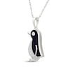 Thumbnail Image 2 of Diamond & Black Enamel Penguin Necklace 1/15 ct tw Sterling Silver 18"