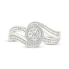 Thumbnail Image 2 of Multi-Diamond Halo Bypass Promise Ring 1/3 ct tw Sterling Silver
