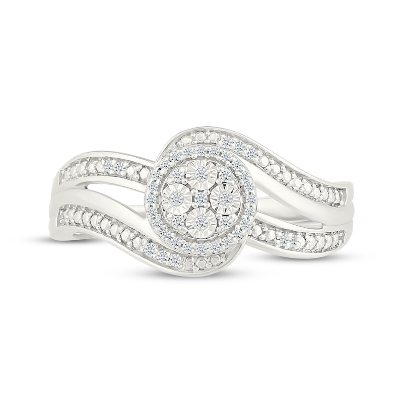 Main Image 2 of Multi-Diamond Halo Bypass Promise Ring 1/3 ct tw Sterling Silver