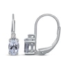 Thumbnail Image 1 of Oval-Cut Aquamarine & Diamond Accent Drop Earrings Sterling Silver