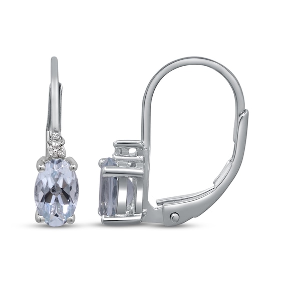 Oval-Cut Aquamarine & Diamond Accent Drop Earrings Sterling Silver