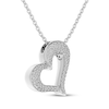 Thumbnail Image 2 of Blue & White Lab-Created Sapphire Reversible Tilted Heart Necklace Sterling Silver 18"