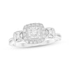 Thumbnail Image 1 of Adore Round-Cut Diamond Three-Stone Halo Engagement Ring 1/4 ct tw 10K White Gold