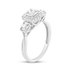 Thumbnail Image 2 of Adore Round-Cut Diamond Three-Stone Halo Engagement Ring 1/4 ct tw 10K White Gold