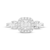 Thumbnail Image 3 of Adore Round-Cut Diamond Three-Stone Halo Engagement Ring 1/4 ct tw 10K White Gold