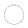 Thumbnail Image 1 of Diamond Half-and-Half Paperclip Chain Bracelet 1/10 ct tw Sterling Silver 7.5"