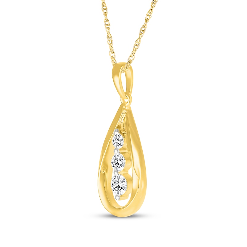 Main Image 2 of Diamond Graduated Teardrop Frame Necklace 1/4 ct tw 10K Yellow Gold 18"