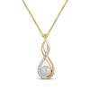 Thumbnail Image 1 of Cultured Pearl & White Lab-Created Sapphire Swirl Frame Necklace 24K Yellow Gold Vermeil Sterling Silver 18"