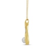 Thumbnail Image 2 of Cultured Pearl & White Lab-Created Sapphire Swirl Frame Necklace 24K Yellow Gold Vermeil Sterling Silver 18"