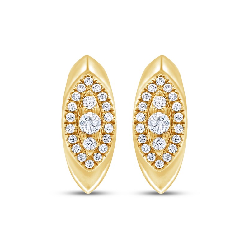 Main Image 2 of Lab-Grown Diamond Hoop Earrings 1/2 ct tw 24K Yellow Gold Vermeil Sterling Silver