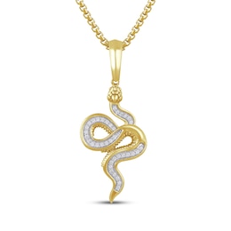 Men's Lab-Grown Diamond Snake Necklace 1/4 ct tw 24K Yellow Gold Vermeil Sterling Silver 22"