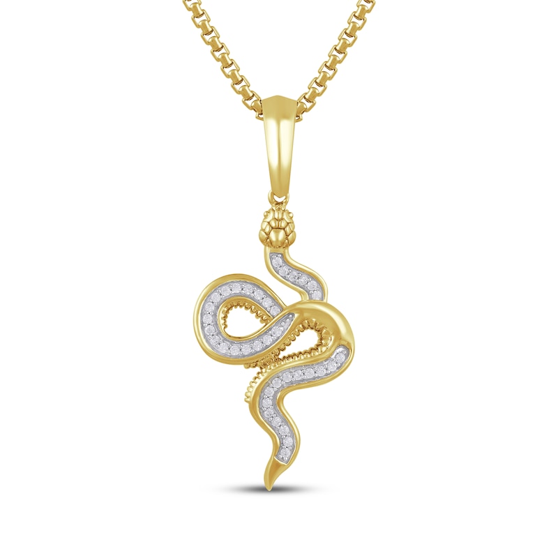 Main Image 1 of Men's Lab-Grown Diamond Snake Necklace 1/4 ct tw 24K Yellow Gold Vermeil Sterling Silver 22"