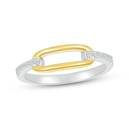 Diamond Link Fashion Ring 1/10 ct tw Sterling Silver & 10K Yellow Gold
