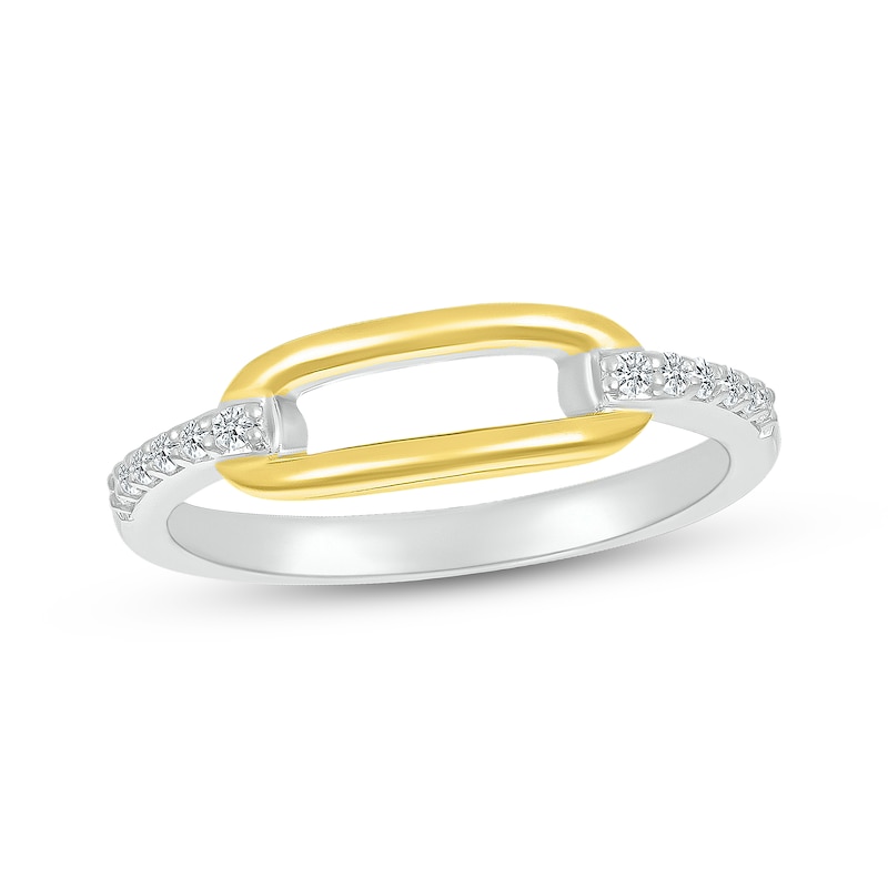 Main Image 1 of Diamond Link Fashion Ring 1/10 ct tw Sterling Silver & 10K Yellow Gold