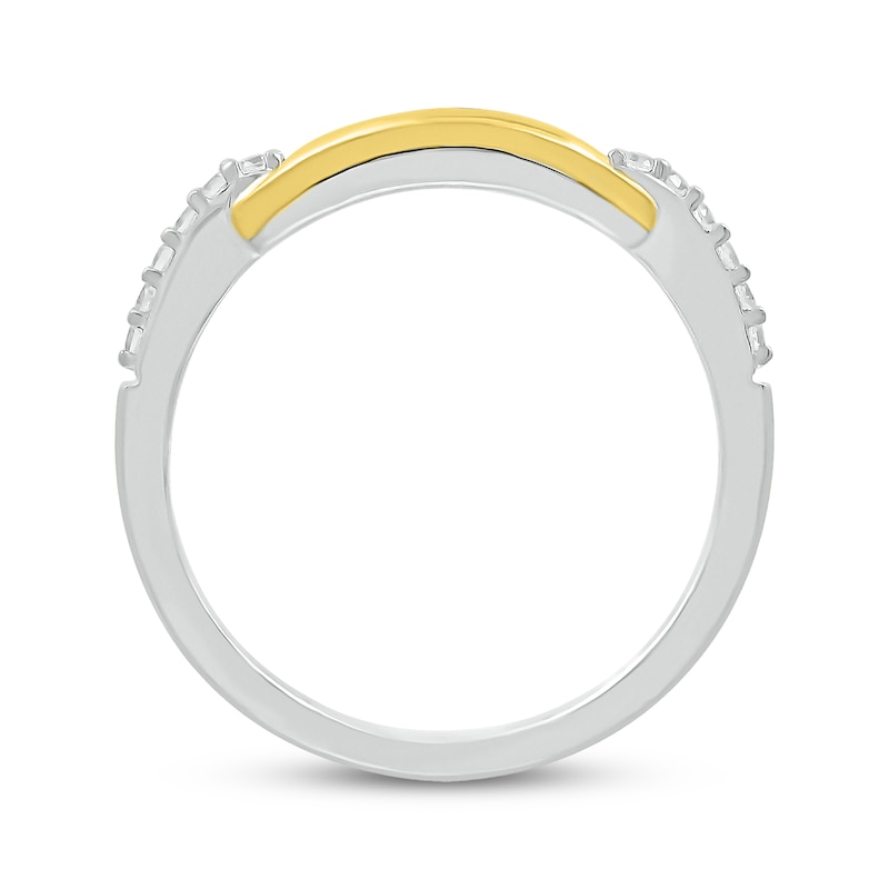 Main Image 2 of Diamond Link Fashion Ring 1/10 ct tw Sterling Silver & 10K Yellow Gold
