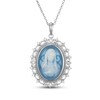 Thumbnail Image 1 of Oval-Cut Blue Agate Madonna Cameo Necklace Sterling Silver 20"
