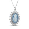 Thumbnail Image 2 of Oval-Cut Blue Agate Madonna Cameo Necklace Sterling Silver 20"