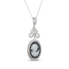 Thumbnail Image 2 of Oval-Cut Black Agate & White Lab-Created Sapphire Cameo Necklace Sterling Silver 20"