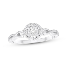 Adore Round-Cut Diamond Halo Engagement Ring 1/6 ct tw 10K White Gold