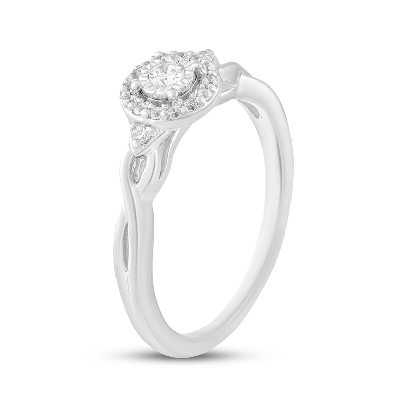 Main Image 2 of Adore Round-Cut Diamond Halo Engagement Ring 1/6 ct tw 10K White Gold
