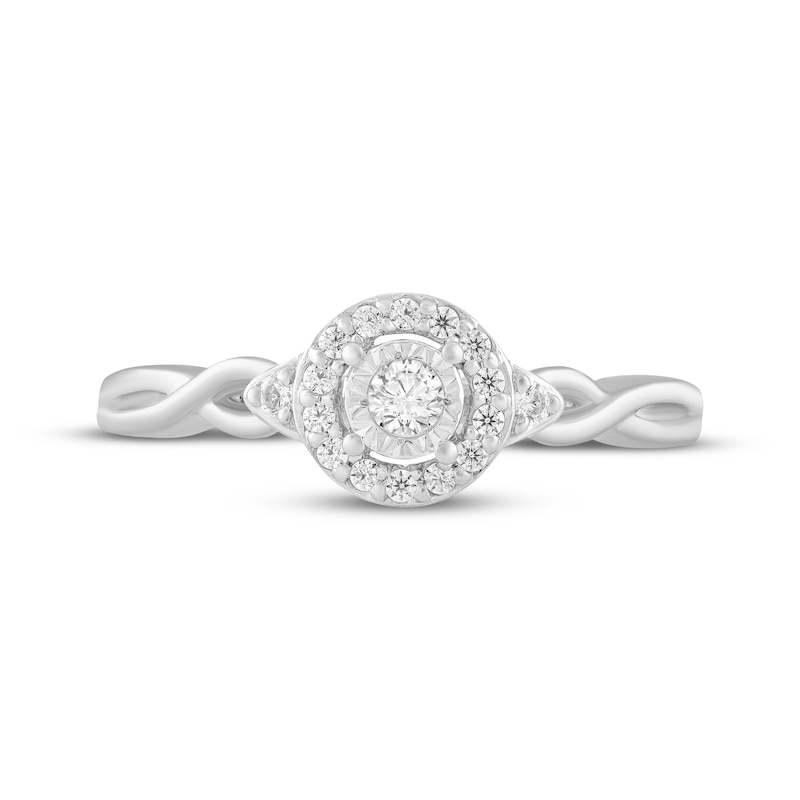 Main Image 3 of Adore Round-Cut Diamond Halo Engagement Ring 1/6 ct tw 10K White Gold