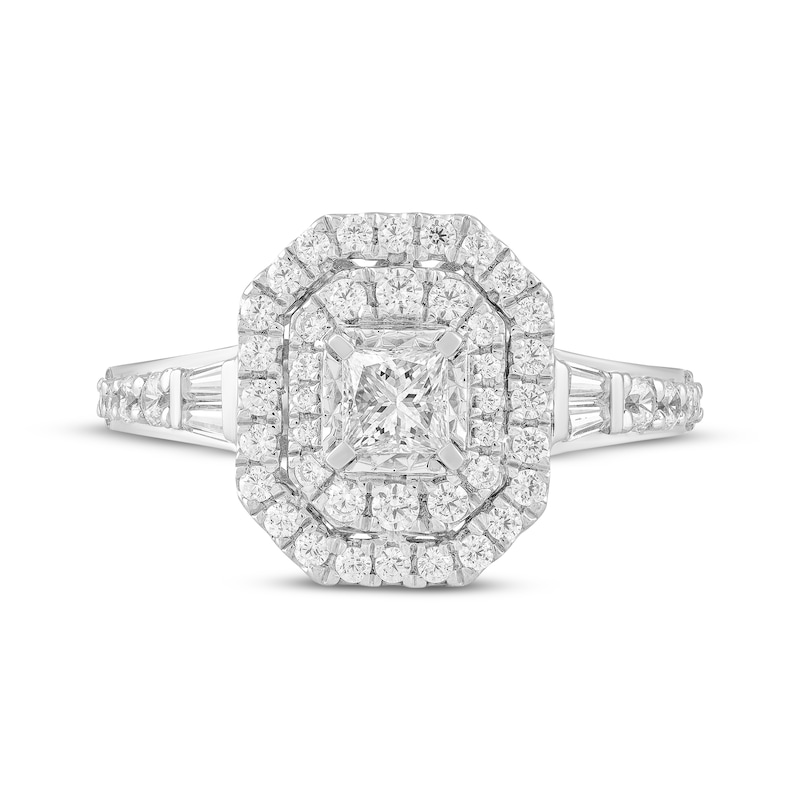 Main Image 3 of Adore Princess-Cut Diamond Double Halo Engagement Ring 1 ct tw 10K White Gold