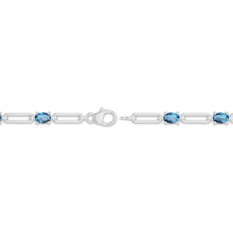 Main Image 3 of Oval-Cut Swiss Blue Topaz Paperclip Chain Bracelet Sterling Silver 7.25"