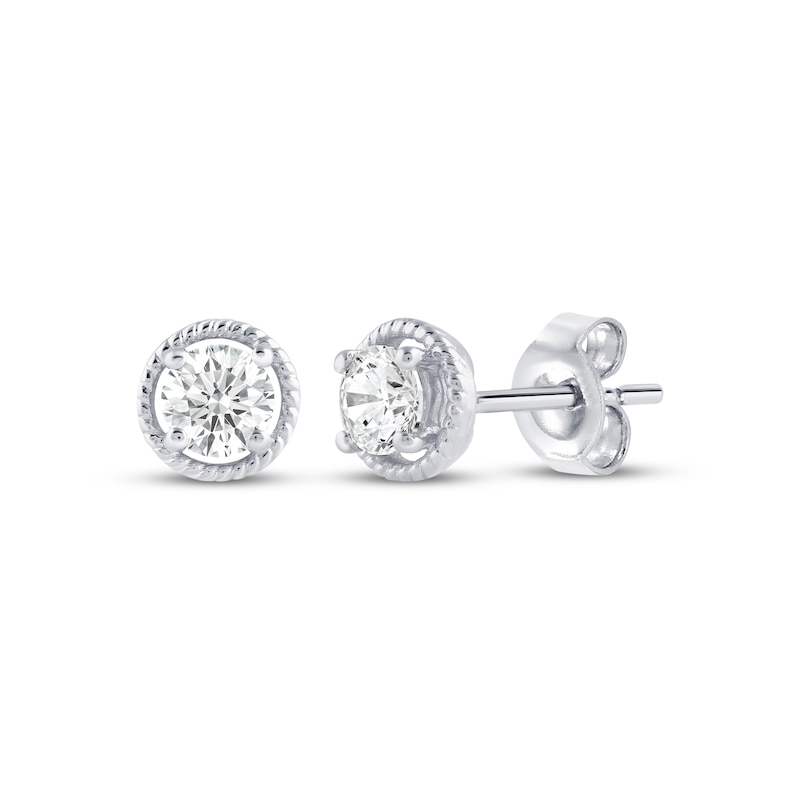 Main Image 1 of KAY Lab-Grown Diamonds Round-Cut Solitaire Stud Earrings 1/4 ct tw 10K White Gold (F/VS2)