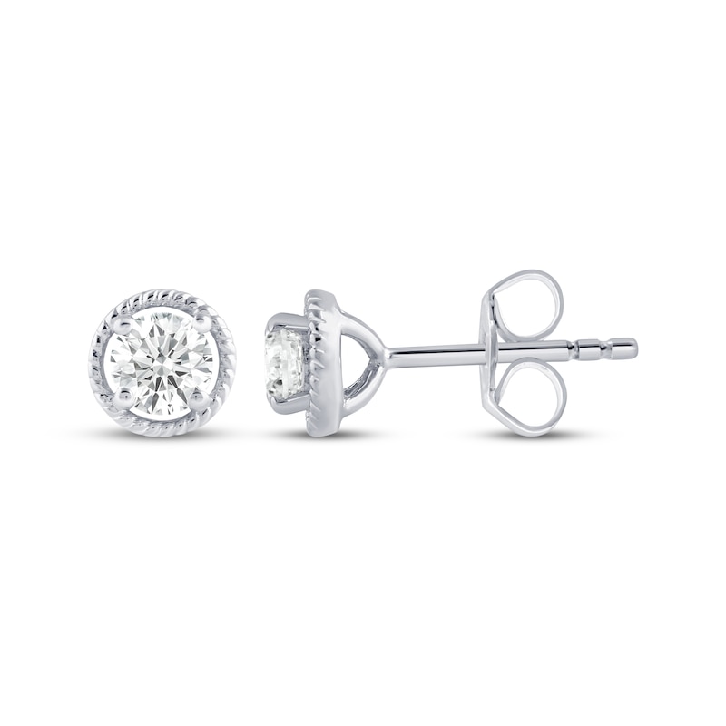 Main Image 3 of KAY Lab-Grown Diamonds Round-Cut Solitaire Stud Earrings 1/4 ct tw 10K White Gold (F/VS2)