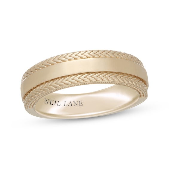 Neil Lane Men's Herringbone Wedding Band 14K Yellow Gold