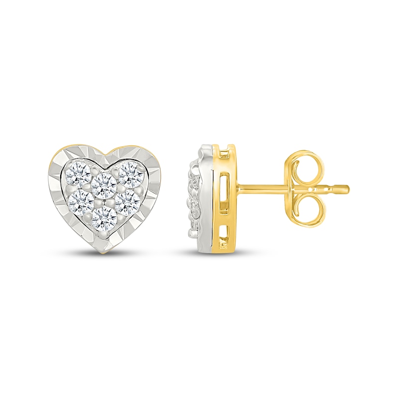 Main Image 3 of KAY Lab-Grown Diamonds Heart-Shaped Stud Earrings 1/2 ct tw 24K Yellow Gold Vermeil Sterling Silver