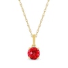 Thumbnail Image 1 of Lab-Created Ruby Solitaire Necklace 10K Yellow Gold 18"