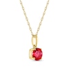 Thumbnail Image 2 of Lab-Created Ruby Solitaire Necklace 10K Yellow Gold 18"