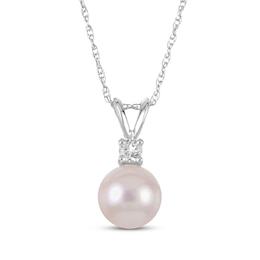 Cultured Pearl & White Topaz Necklace Sterling Silver 18"