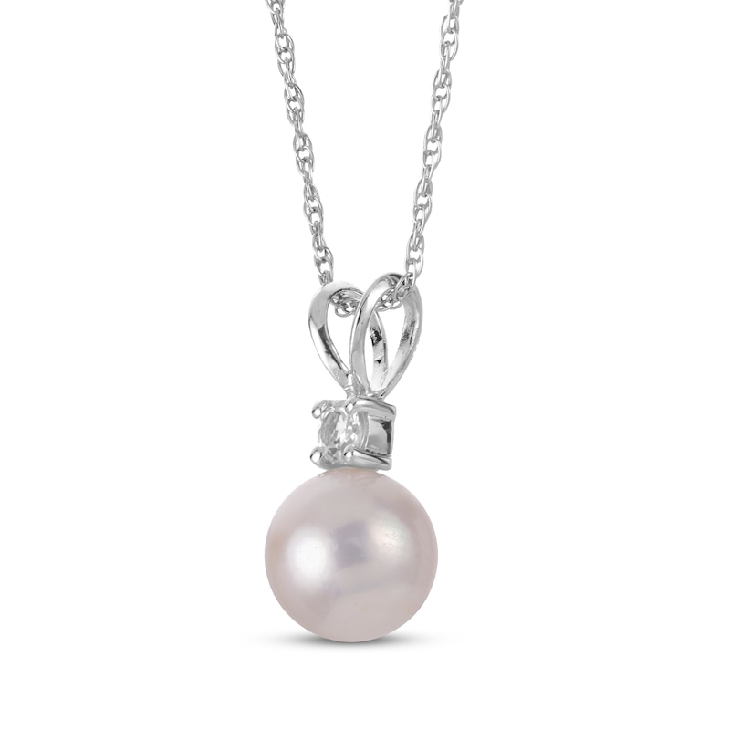 Main Image 2 of Cultured Pearl & White Topaz Necklace Sterling Silver 18"