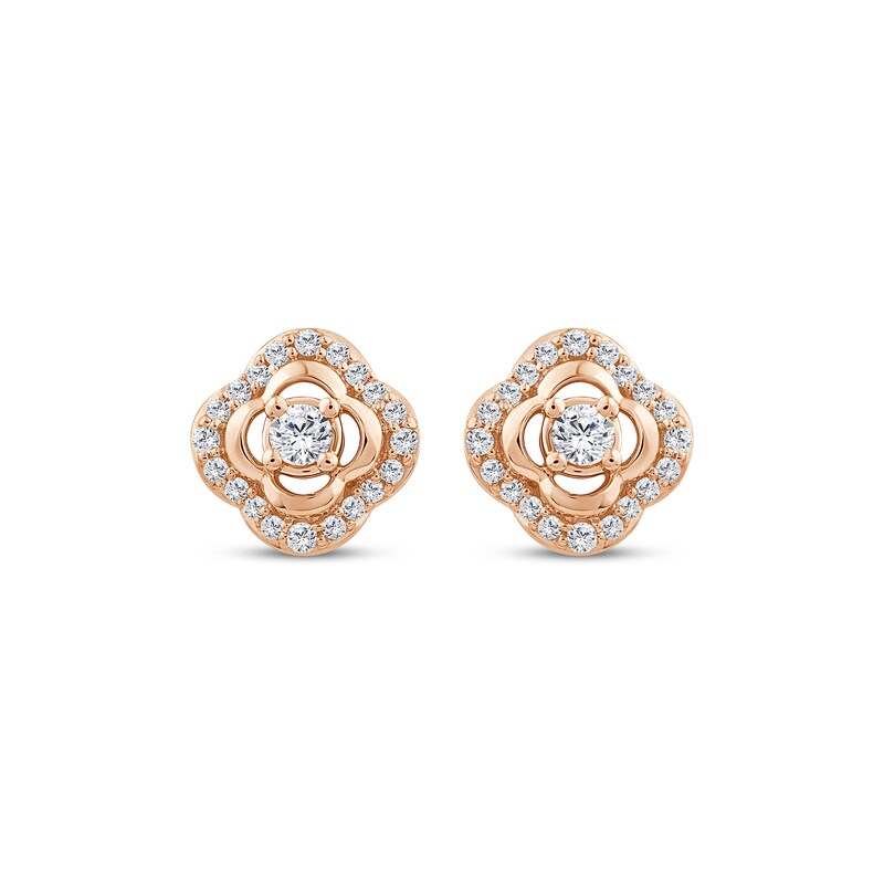 Main Image 2 of Diamond Clover Stud Earrings 1/8 ct tw 10K Rose Gold