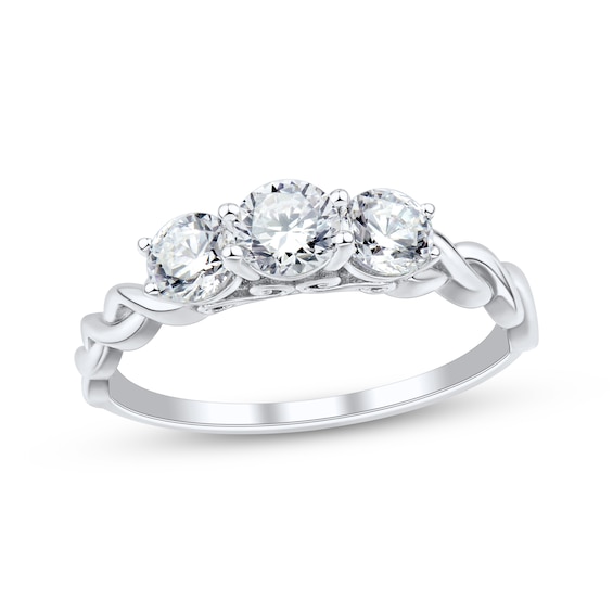 Adore Round-Cut Diamond Three-Stone Engagement Ring 1 ct tw 14K White Gold