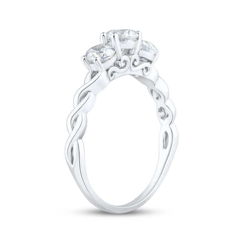 Main Image 2 of Adore Round-Cut Diamond Three-Stone Engagement Ring 1 ct tw 14K White Gold