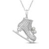 Thumbnail Image 1 of White Lab-Created Sapphire & Cultured Pearl Ice Skate Necklace Sterling Silver 18"