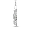 Thumbnail Image 2 of White Lab-Created Sapphire & Cultured Pearl Ice Skate Necklace Sterling Silver 18"